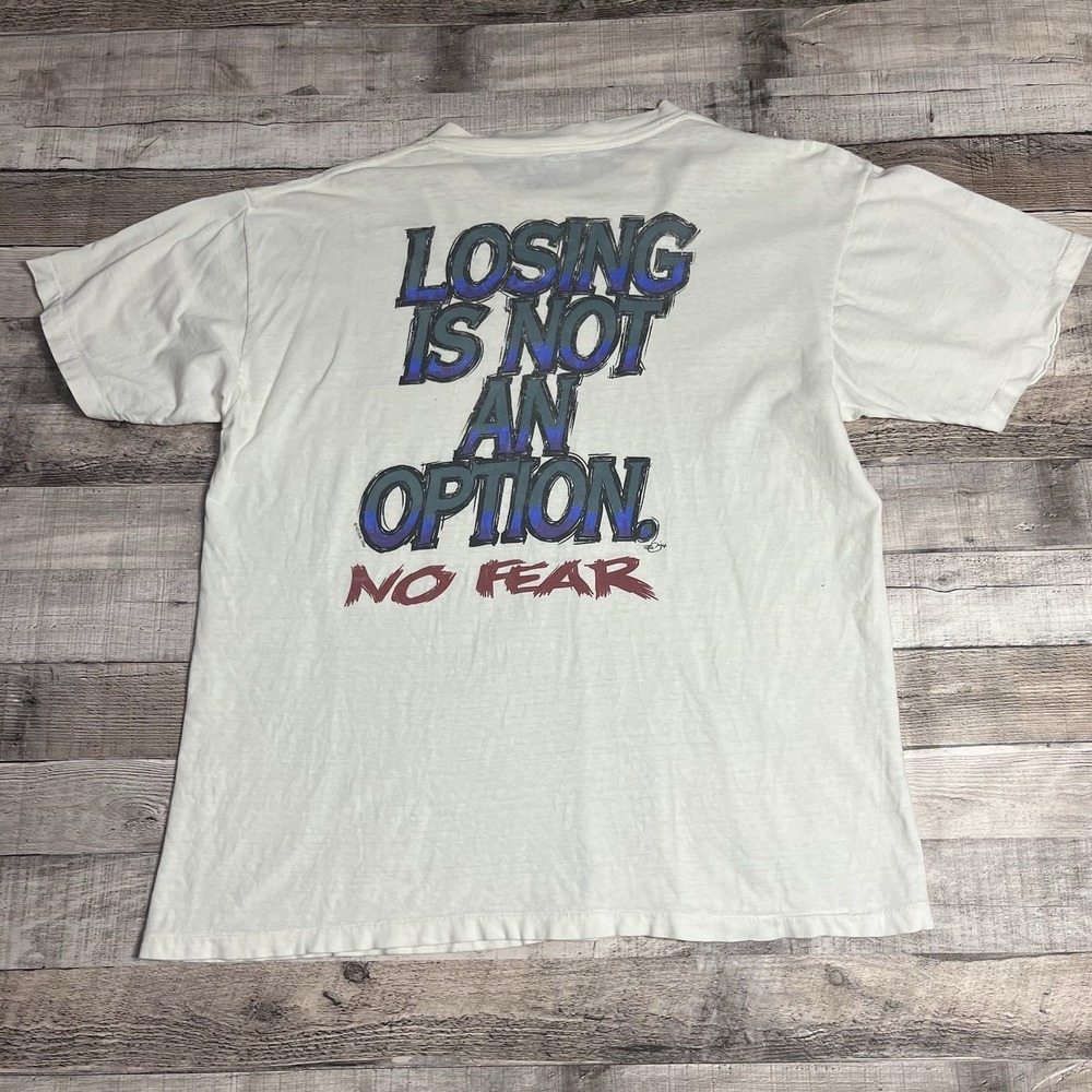 No Fear Shirt Size Large White Vintage 90s Losing Is Not An Option Grunge Punk - Picture 2 of 15